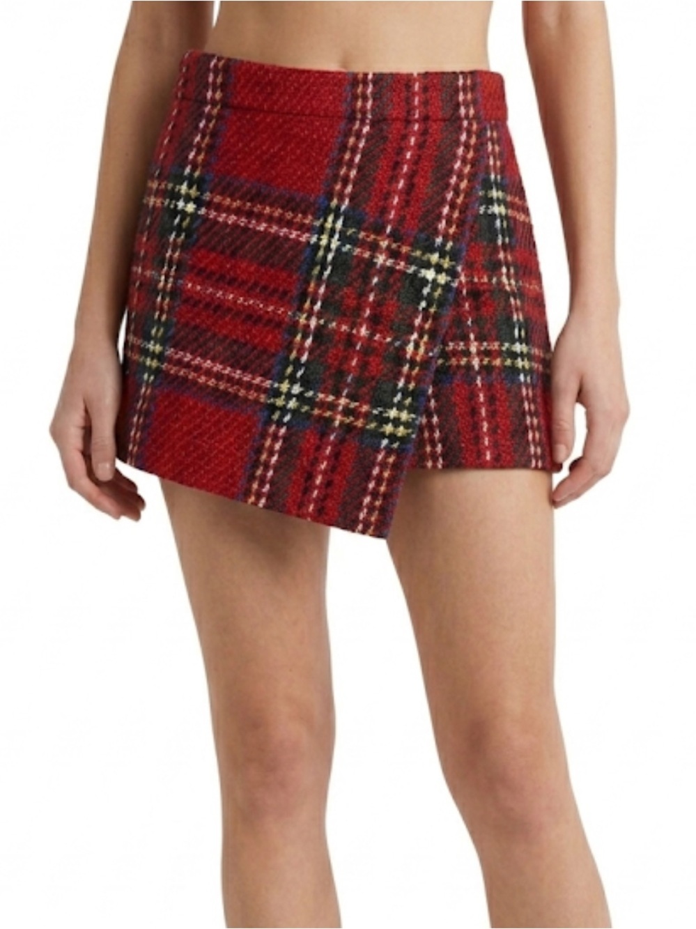 Barbara Bui Runway 2016 Red Plaid Wool Blend Wrap Skort Size 40 New Without Tags